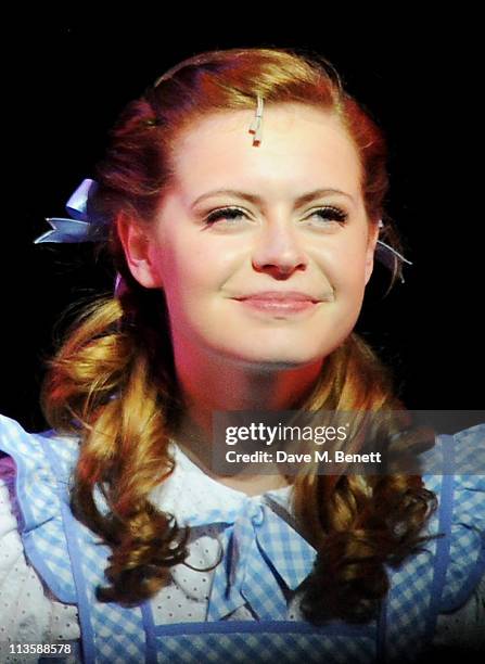 Actress Sophie Evans, runner-up in the BBC 1's 'Over the Rainbow', bows on stage after beginning her first week-long run as Dorothy in The Wizard of...