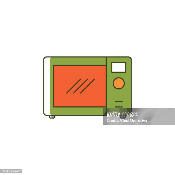 microwave oven flat icon - clean microwave stock illustrations