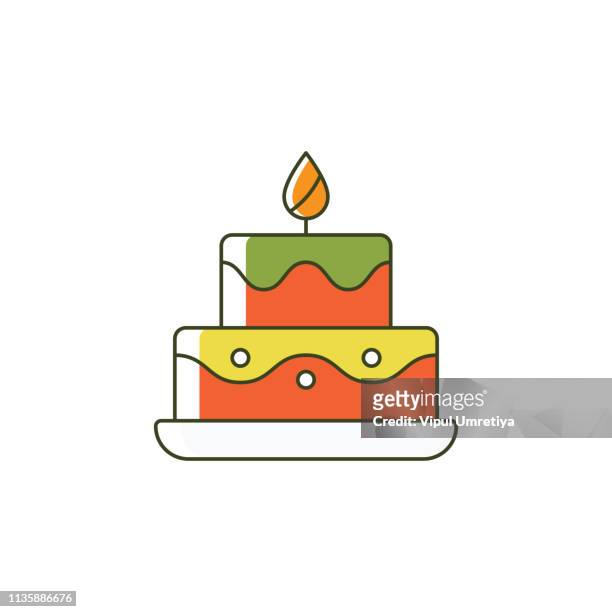 cake flat vector icon - anniversary stock illustrations