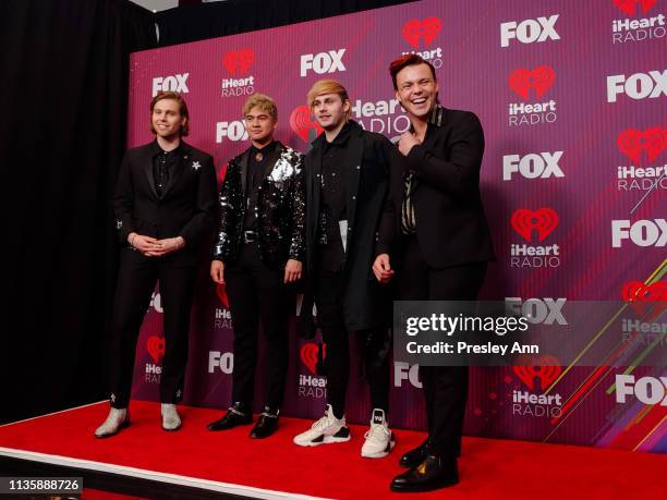 Seconds of Summer attends 2019 iHeartRadio Music Awards in the press room during the 2019 iHeartRadio Music Awards which broadcasted live on FOX at...