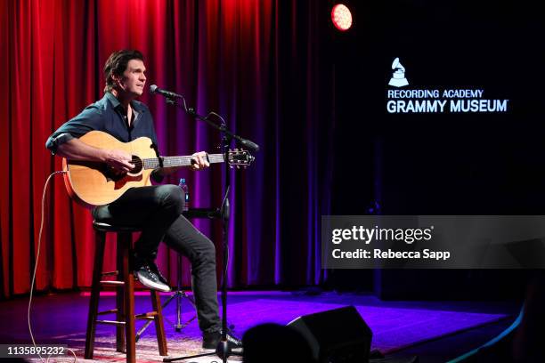 Barry Zito performs at Baseball Exhibit Opening with Barry Zito at The GRAMMY Museum on March 14, 2019 in Los Angeles, California.