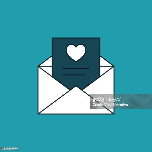 ilustrações, clipart, desenhos animados e ícones de letra de amor no ícone do envelope - carta de amor