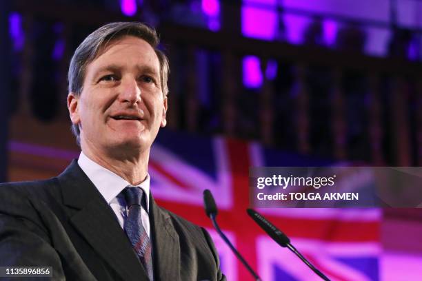 British Conservative party politician Dominic Grieve addresses the Peoples Vote Rally: "The wind is changing on Brexit", in Westminster, central...