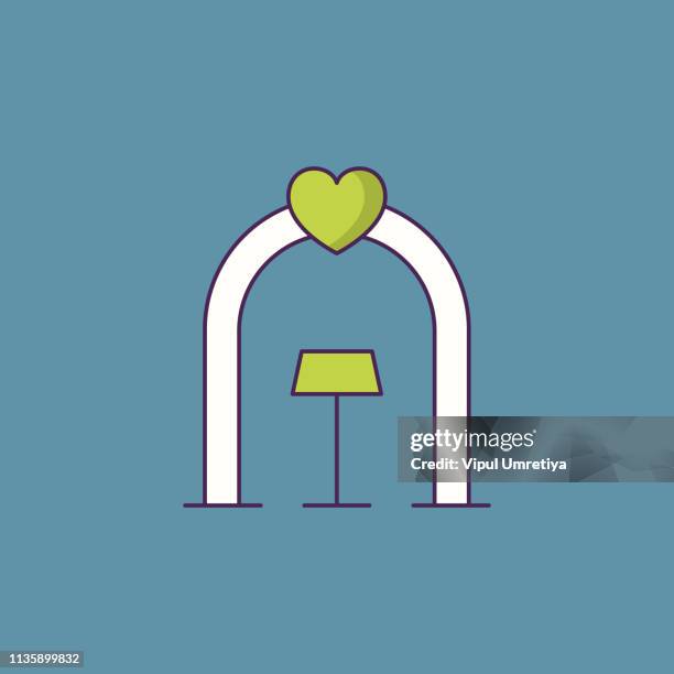 wedding arch line icon - altar stock illustrations