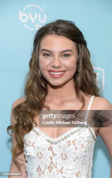 Actress Caitlin Carmichael attends a special Los Angeles screening of BYUtv's new series "Dwight In Shining Armor" at Pacific Theatres at The Grove...