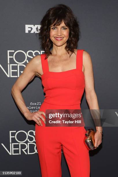 Carla Gugino attends the premiere of "Fosse/Verdon" at the Gerald Schoenfeld Theatre on April 8, 2019 in New York City.