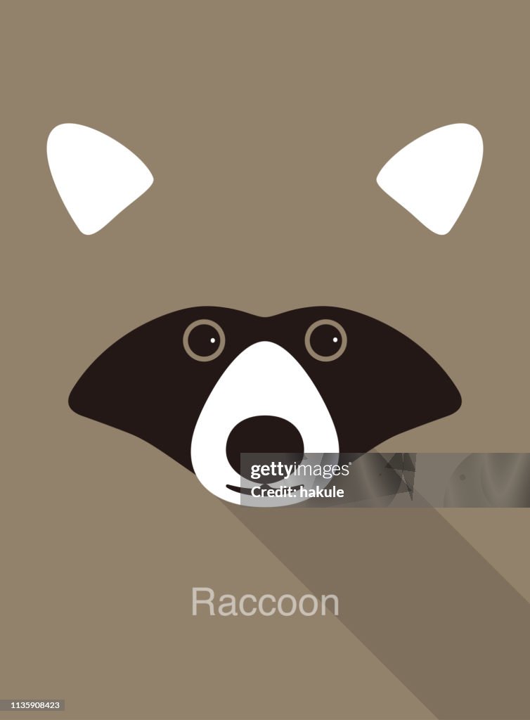 Raccoon Cartoon Face Flat Animal Face Icon Vector High-Res Vector Graphic -  Getty Images