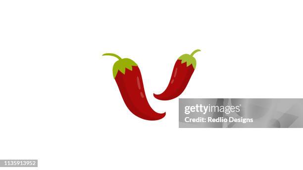 ilustrações de stock, clip art, desenhos animados e ícones de red chilies icon - pimentão