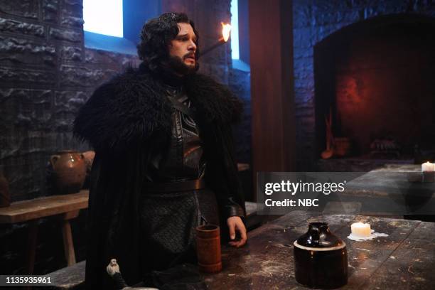 Kit Harington" Episode 1763 -- Pictured: Host Kit Harington as Jon Snow during the "New HBO Shows" sketch on Saturday, April 6, 2019 --