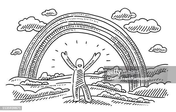 Happy Human Figure Rainbow Landscape Drawing High-Res Vector Graphic - Getty Images Happy Human Figure Rainbow Landscape Drawing High-Res Vector Graphic - Getty Images