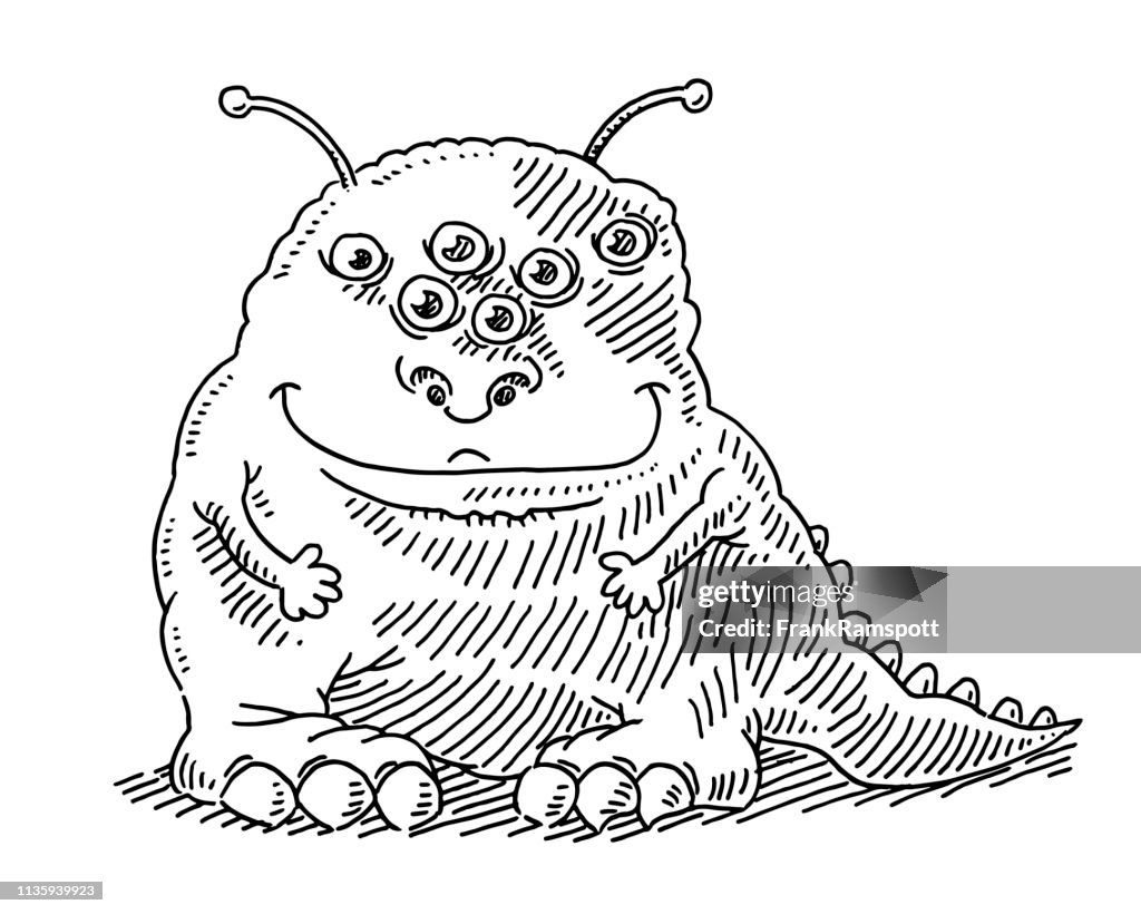 Funny Cartoon Monster Creature Drawing High-Res Vector Graphic - Getty  Images
