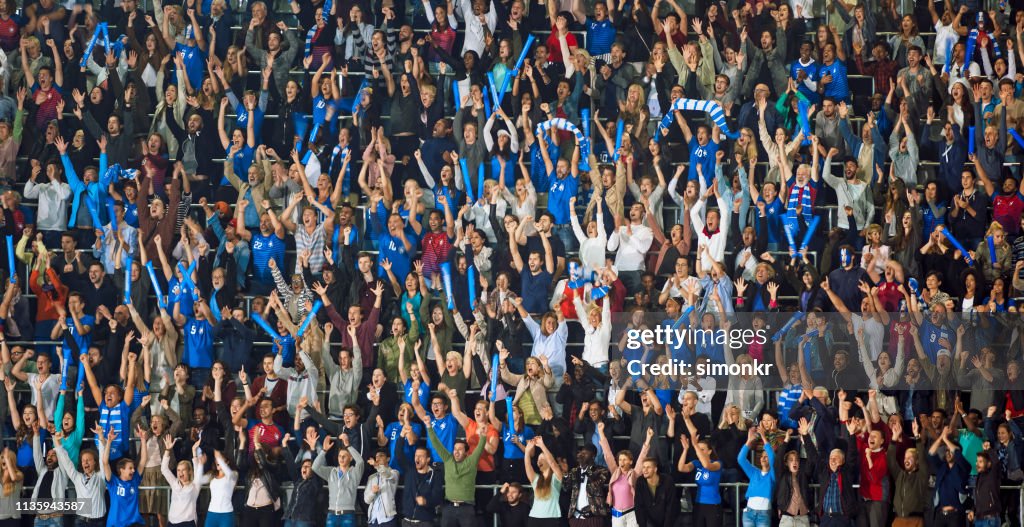 Zuschauer beobachten Spiel im Stadion