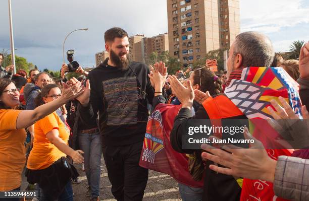 Bojan Dubljevic, #14 of Valencia Basket arriving to the arena prior the 7DAYS EuroCup Basketball Finals game 1 Valencia Basket v Alba Berlin at...