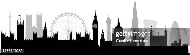 london (all buildings are complete and moveable) - london eye white background stock illustrations