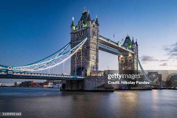 tower bridge in downtown london city, england - stock image - tower bridge stock pictures, royalty-free photos & images