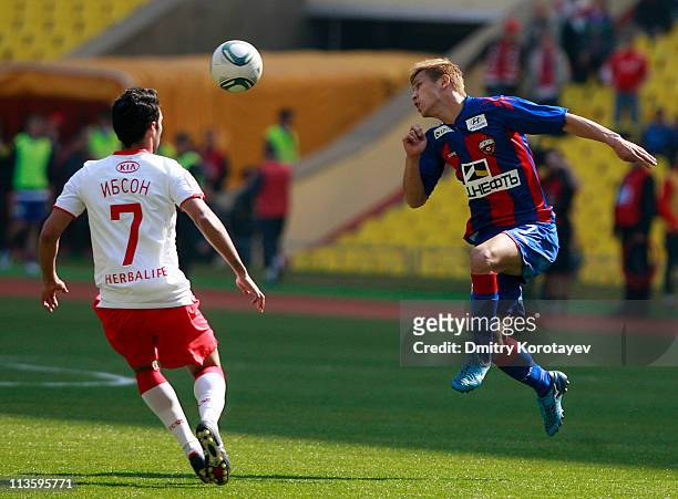 Keisuke Honda of PFC CSKA Moscow in action during the Russian Football League Championship match between PFC CSKA Moscow and FC Spartak Moscow at the...