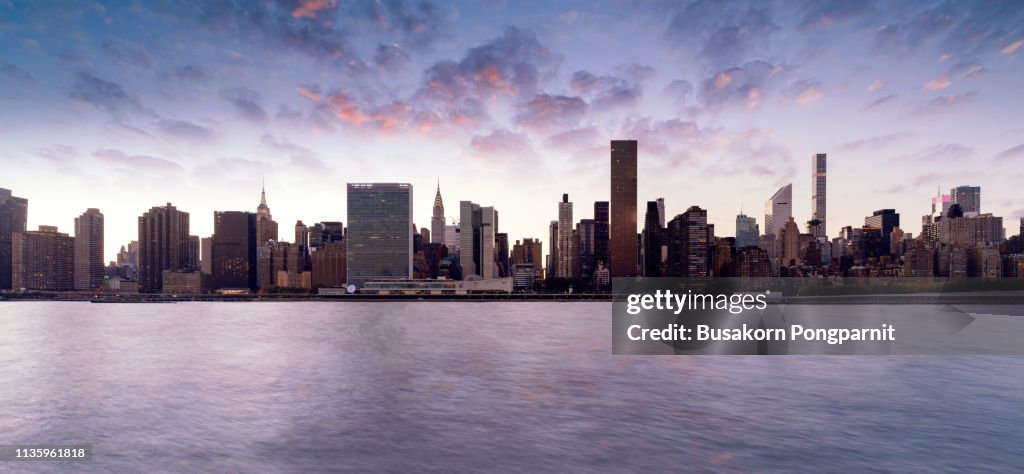 Beautiful twilight panorama manhattan in New York City, USA.