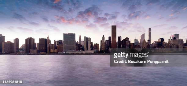 beautiful twilight panorama manhattan in new york city, usa. - brooklyn new york stock pictures, royalty-free photos & images