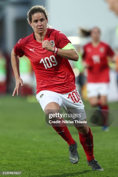 Nina Burger of Austria during the Austria v Sweden - Women's International Friendly at BSFZ Suedstadt on April 9, 2019 in Maria Enzersdorf, Austria.