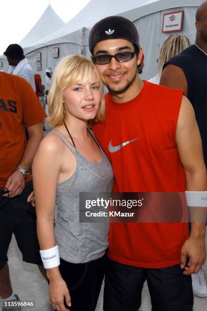 Elisha Cuthbert and Wilmer Valderrama during *NSYNC's Challenge for the Children V - Celebrity Skills Challenge - Backstage at Collins Park in Miami...