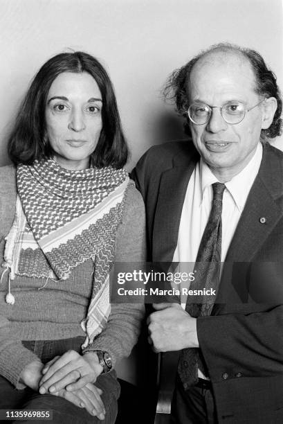 Photo of French American artist Marisol Escobar and Beat poet Allen Ginsberg at William Burrough's Bunker on the Bowery, New York, New York, summer...