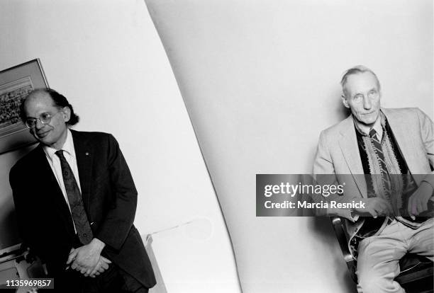 Photo of American Beat authors Allen Ginsberg and William S Burroughs at the latter's Bunker on the Bower, New York, New York, March 1980.