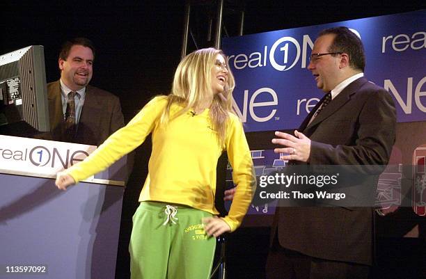 RealNetworks VP Dave Richards, LAva/Atlantic recording artist Willa Ford and Realnetworks chairman&CEO Rob Glaser at RealOne launch