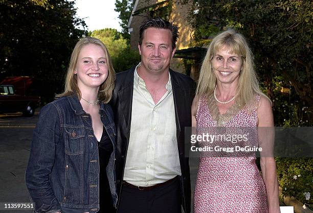 Matthew Perry with mom Suzanne & sister Emily during LA Kings & the Canadian Community Pay Tribute to Garnet "Ace" Bailey at The Canadian Residence...