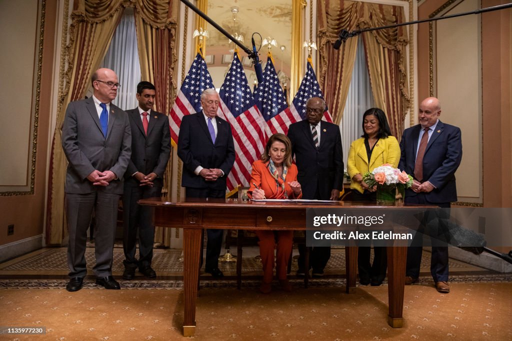 Speaker Nancy Pelosi Holds A Bill Enrollment Photo Opportunity For Yemen War Powers Resolution
