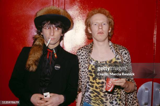 Photo of American Punk musician Johnny Thunders (born John Genzale , of the Heartbreakers, and Cheetah Chrome , of the Dead Boys, New York, New York,...