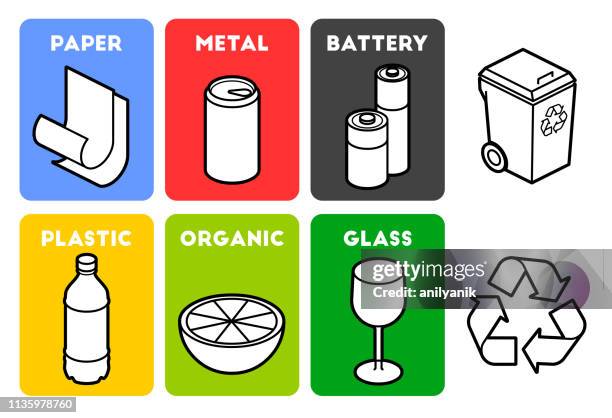 abfallwirtschaft - recycling symbol stock-grafiken, -clipart, -cartoons und -symbole