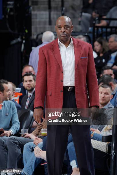 Head Coach Larry Drew of the Cleveland Cavaliers coaches against the Sacramento Kings on April 4, 2019 at Golden 1 Center in Sacramento, California....