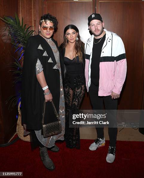 Markus Molinari, Jessica Szohr and Johnny Wujek attend the Wheels LA