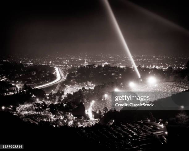 1960s HOLLYWOOD BOWL WITH SEARCH LIGHT FANFARE PREMIER LOS ANGELES CALIFORNIA USA