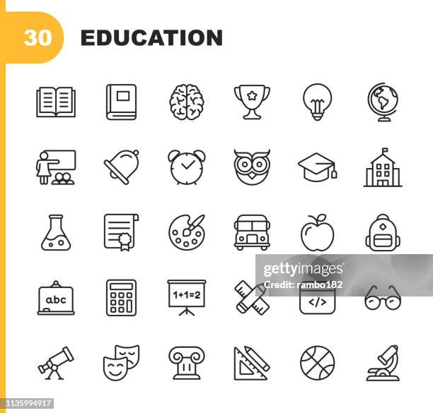education & learning line icons. editable stroke. pixel perfect. for mobile and web. contains such icons as . - college sports practice stock illustrations