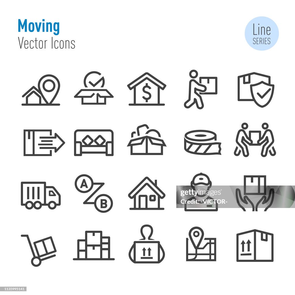 Moving Icons - Vector Line Series