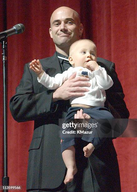 Andre Agassi and son Jaden Gil during The Andre Agassi Charitable Foundation's 7th "Grand Slam for Children" Fundraiser - Auction at The MGM Grand...