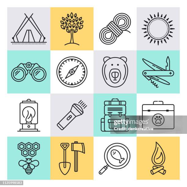 motivationen und erlebnisse im stil vector icon set erkunden - globalisierung stock-grafiken, -clipart, -cartoons und -symbole