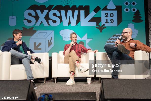 Michael Diamond and Adam Horowitz of the Beastie Boys are interviewed live on stage by Head of Editorial at Amazon Music Nathan Brackett during the...