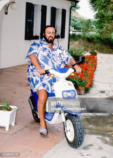 Portrait of Italian tenor Luciano Pavarotti at his home, Pesaro, Italy, 1993.