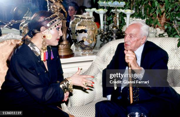 Spanish actress Sara Montiel and Nobel Prize-winning Spanish-American biochemist Severo Ochoa , Madrid, Spain, 1991.