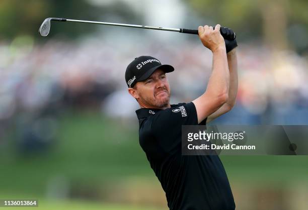 Jimmy Walker of the United States plays his second shot on the par 4, 10th hole during the second round of the 2019 Players Championship held on the...