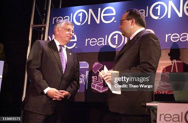 Commissioner David Stern and Realnetworks chairman&CEO Rob Glaser at RealOne launch