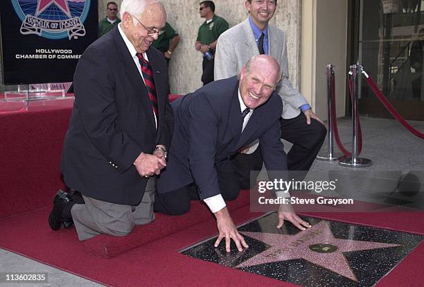Terry Bradshaw, Johnny Grant & Leron Gubler during Terry Bradshaw Honored with a Star on the Hollywood Walk of Fame at Hollywoood Boulevard in...
