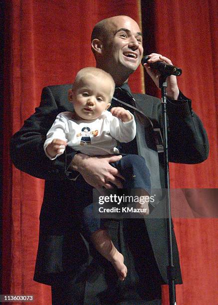 Andre Agassi and son Jaden Gil during The Andre Agassi Charitable Foundation's 7th "Grand Slam for Children" Fundraiser - Auction at The MGM Grand...