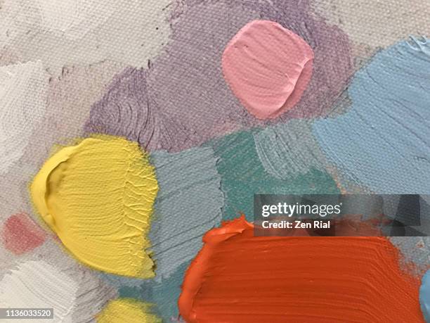 multicolored oil paint on canvas - oil paint stock pictures, royalty-free photos & images