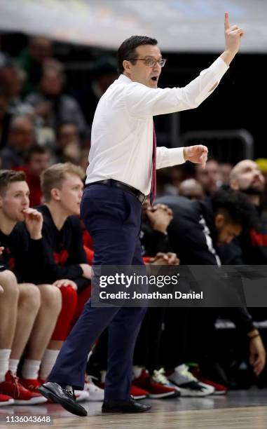 Head coach Tim Miles of the Nebraska Huskers calls out instructions in the second half against the Wisconsin Badgers during the quarterfinals of the...