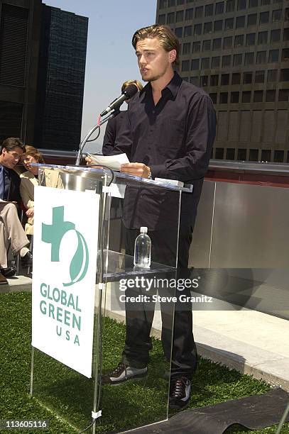 Leonardo DiCaprio during Global Green USA Releases Climate Change Report, Calls on President Bush to Attend Upcoming Earth Summit In South Africa at...