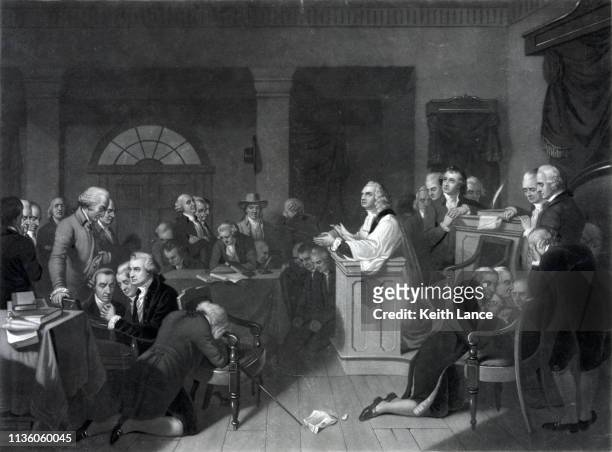 opening prayer of the first continental congress, september 1774 - founder stock illustrations