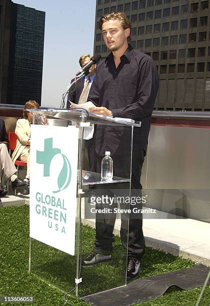 Leonardo DiCaprio during Global Green USA Releases Climate Change Report, Calls on President Bush to Attend Upcoming Earth Summit In South Africa at...